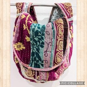 Upcycled Patchwork Kantha Messenger Bag Handmade